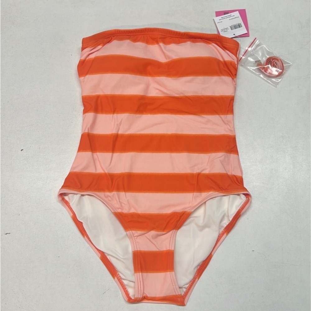 kate spade Orange and Light Pink Striped One-Piece Swimsuit